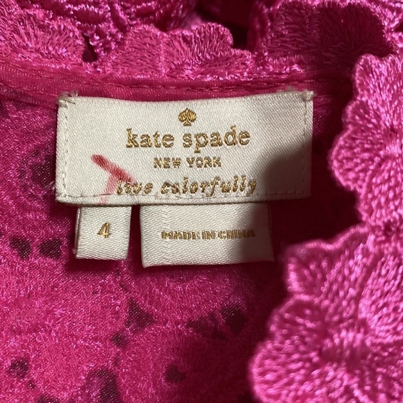 Kate Spade Alexandria Pink Floral Lace Short Sleeve Top Keyhole Back Sz 4 NEW - Picture 10 of 12